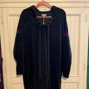Hooded velour sweatshirt dress